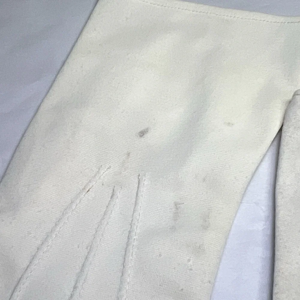 Vintage 1950‎ 1960 White Ladies Gloves fabric Wrist length Wedding Drama Driving
